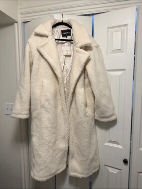 Fabletics Cream Plush Teddy Coat